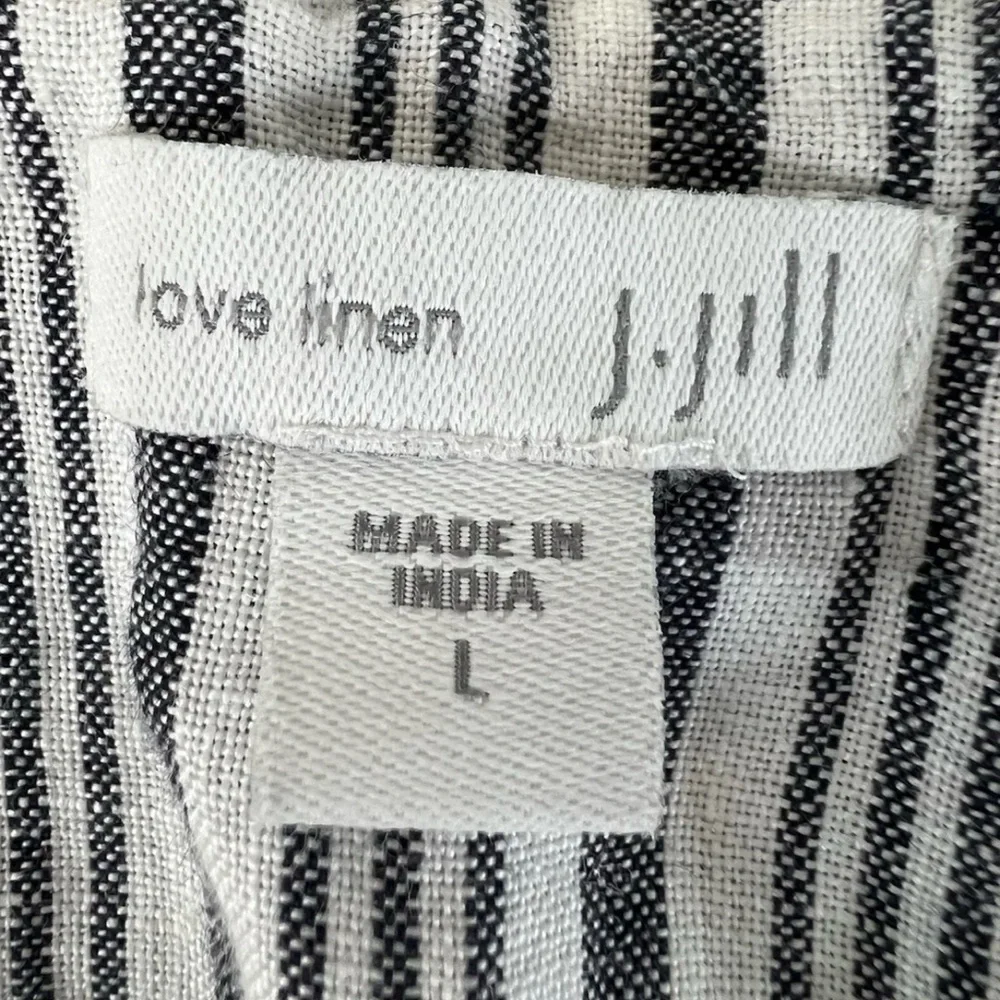 J. Jill Love Linen Striped Embroidered Boho Tunic Top with Tassels L - Picture 12 of 14